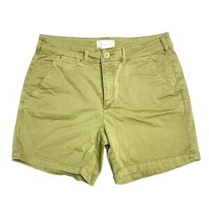 BY ANTHROPOLOGIE Mid-Rise Chino Shorts in "Holly" Light Olive Green Size 31